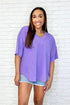 Andree By Unit V-Neck Purple Basic Tee T-Shirts