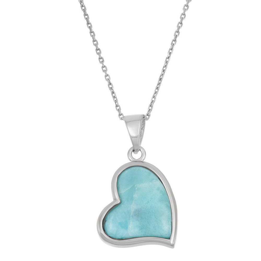 Sterling Silver, Larimar Heart Pendant Pendants