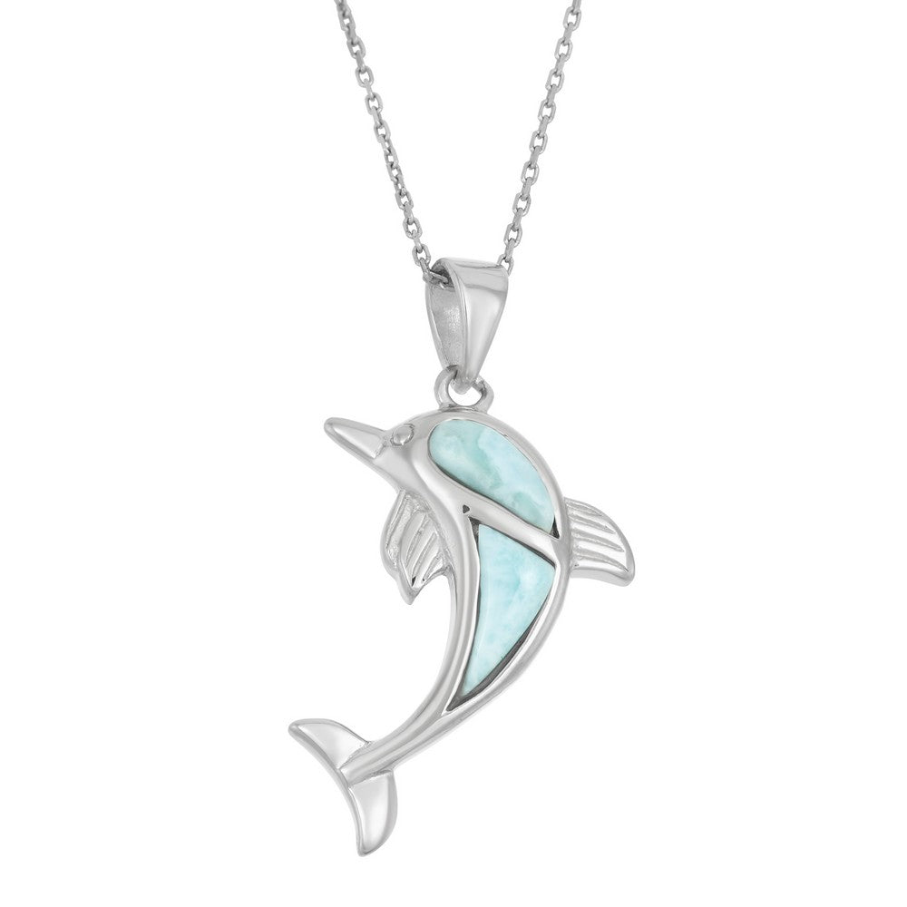 Sterling Silver Larimar Dolphin Pendant Pendants