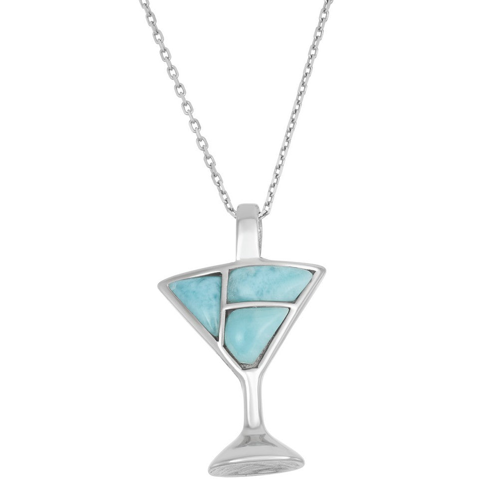 Sterling Silver Larimar Martini Glass Pendant Pendants