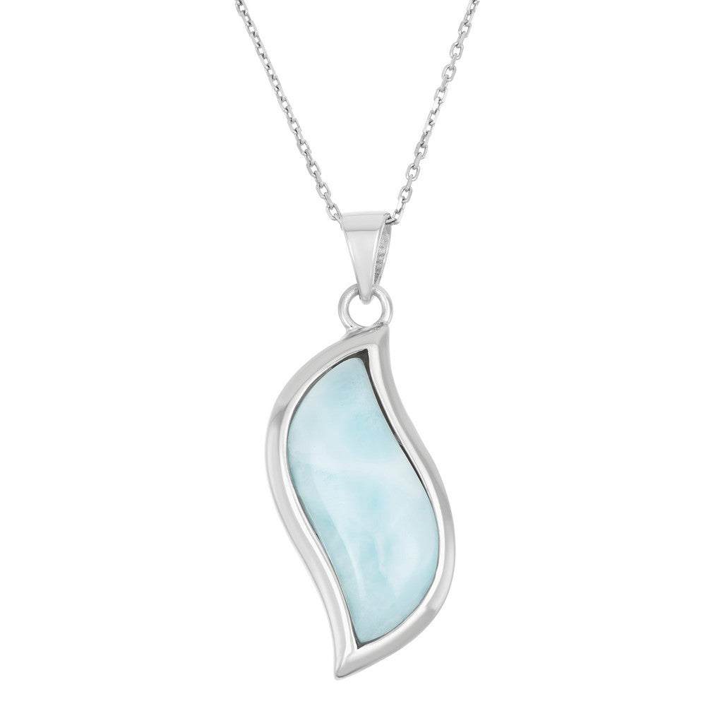 Sterling Silver Wavy Design Larimar Pendant Pendants