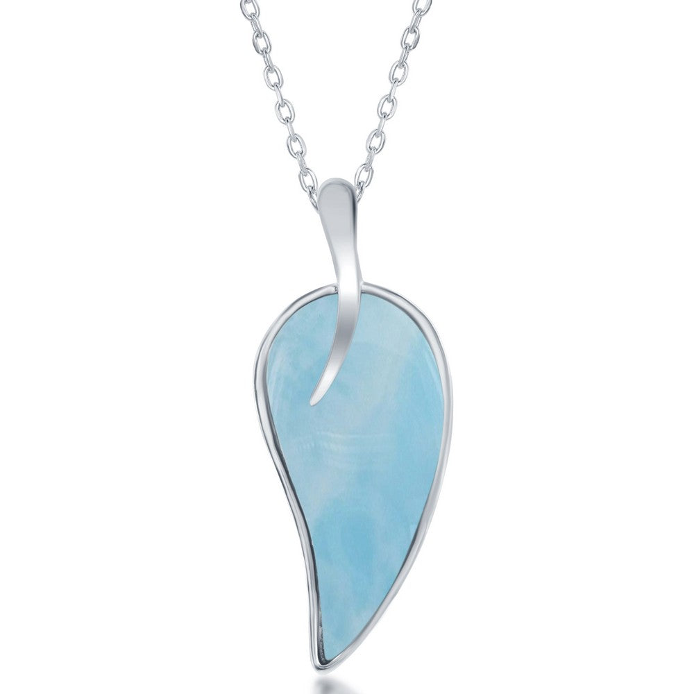 Sterling Silver Larimar Leaf Pendant Pendants