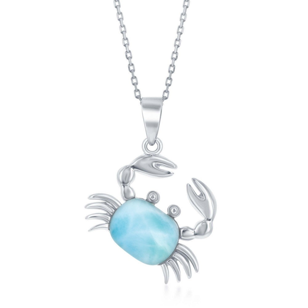 Sterling Silver, Larimar Crab Pendant Pendants