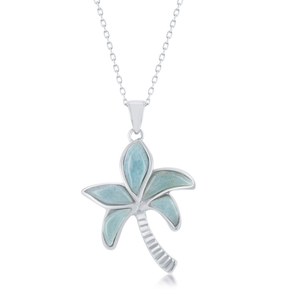 Sterling Silver Larimar Palm Tree Pendant Pendants