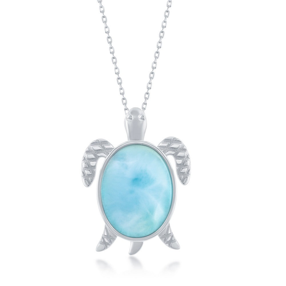 Sterling Silver Larimar Turtle Pendant Pendants