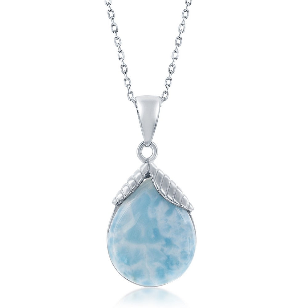 Sterling Silver Pear-Shaped Larimar Pendant Pendants