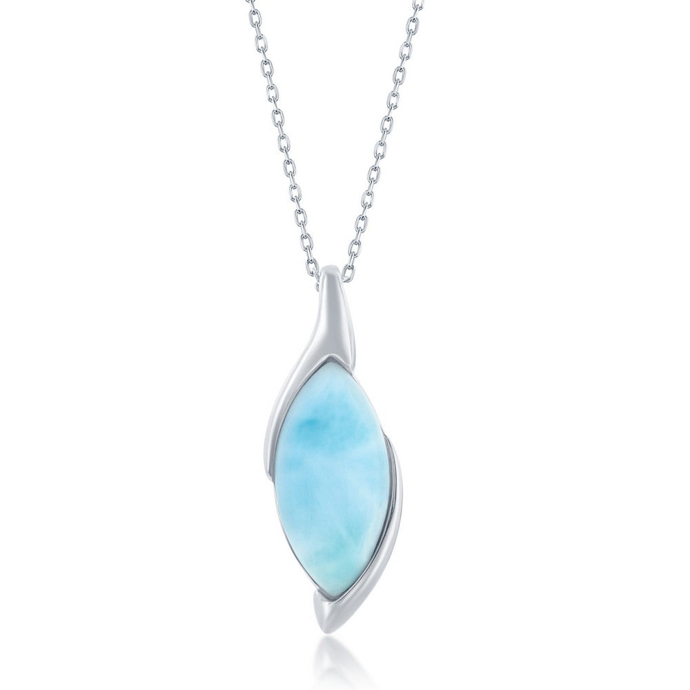 Sterling Silver Marquise Larimar Pendant Pendants