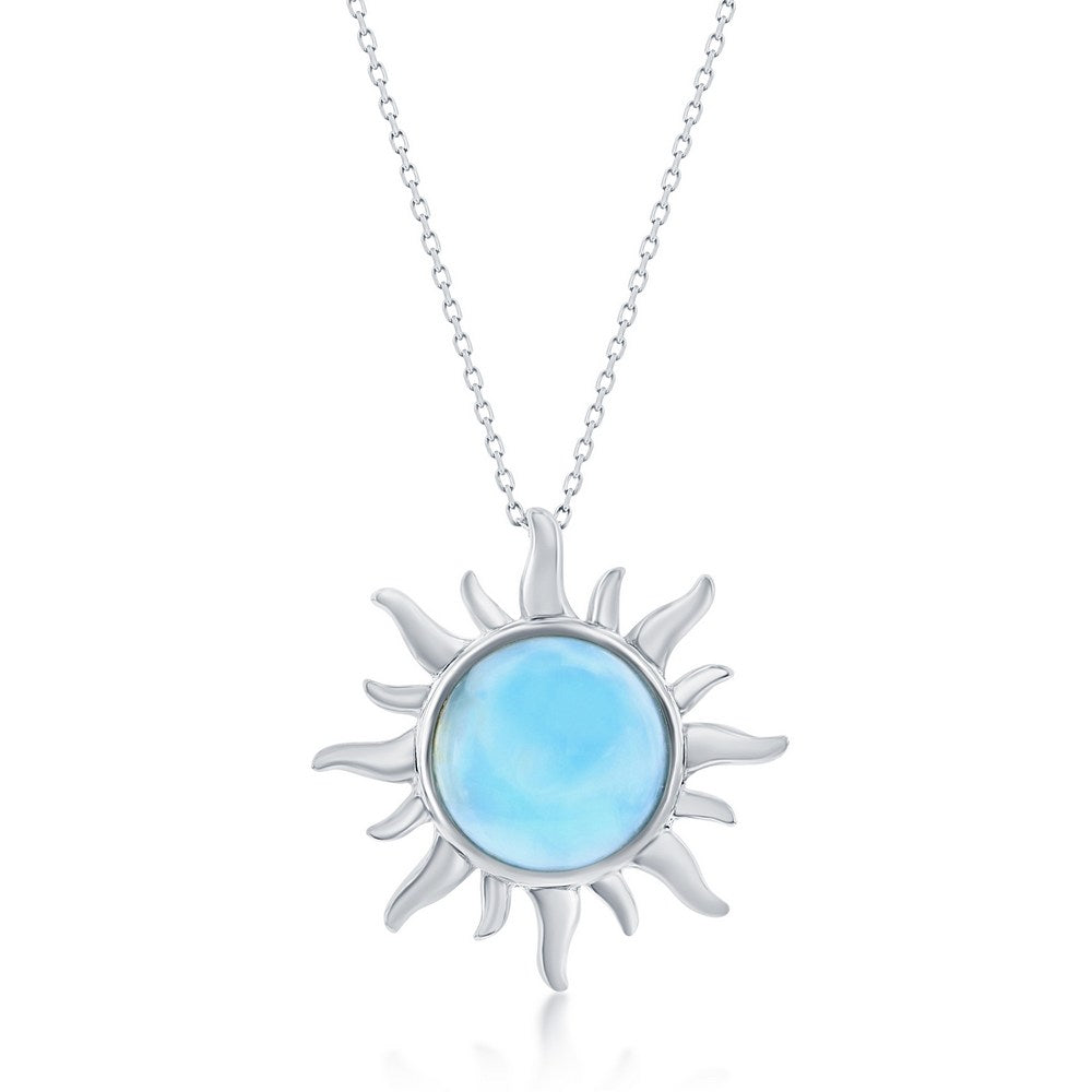 Sterling Silver, Larimar Sun Pendant Pendants