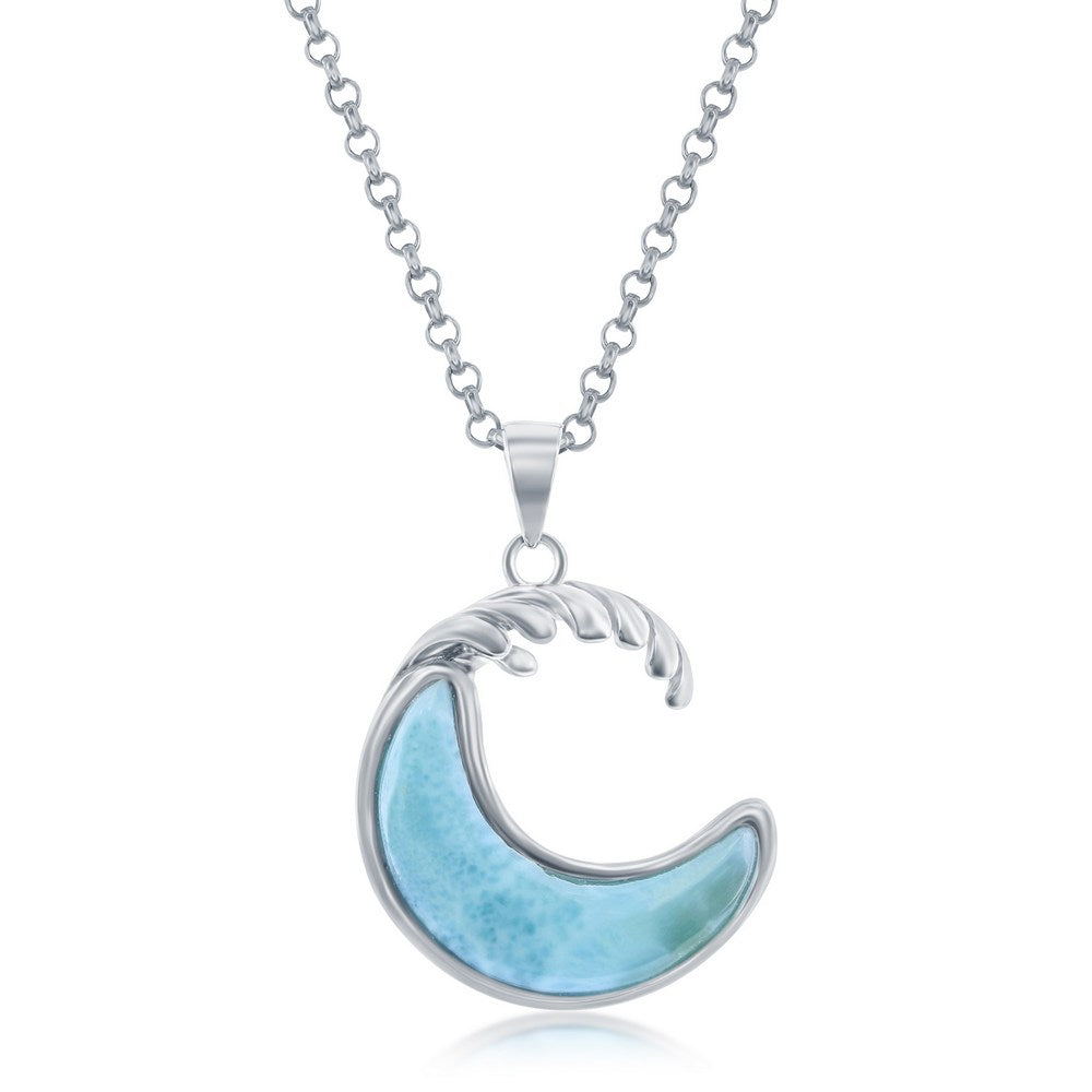 Sterling Silver Larimar Wave Pendant Pendants