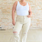 Selena High Rise Distressed 90's Straight Jeans in Bone Jeans