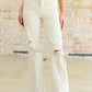 Selena High Rise Distressed 90's Straight Jeans in Bone Jeans