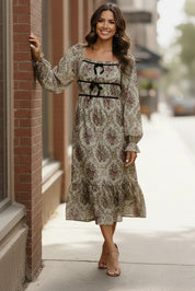 Garden Chateau Midi Dress - DAVERRI FASHIONS