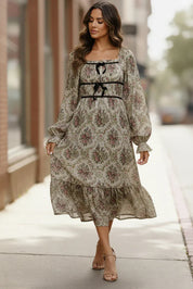 Garden Chateau Midi Dress - DAVERRI FASHIONS