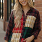 Kori America womens plaid button down shirt in red green beige navy