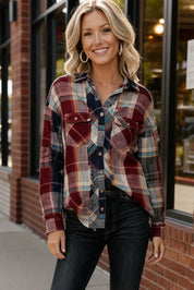 Kori America Button-Up Plaid Flannel Shirt - DAVERRI FASHIONS