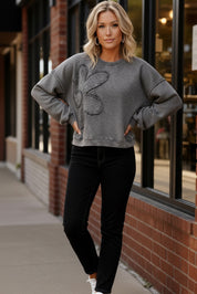 Grey Petal Pop Charcoal Pullover with Heart Design