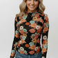 Kori America Retro Floral Mock Neck Top - DAVERRI FASHIONS