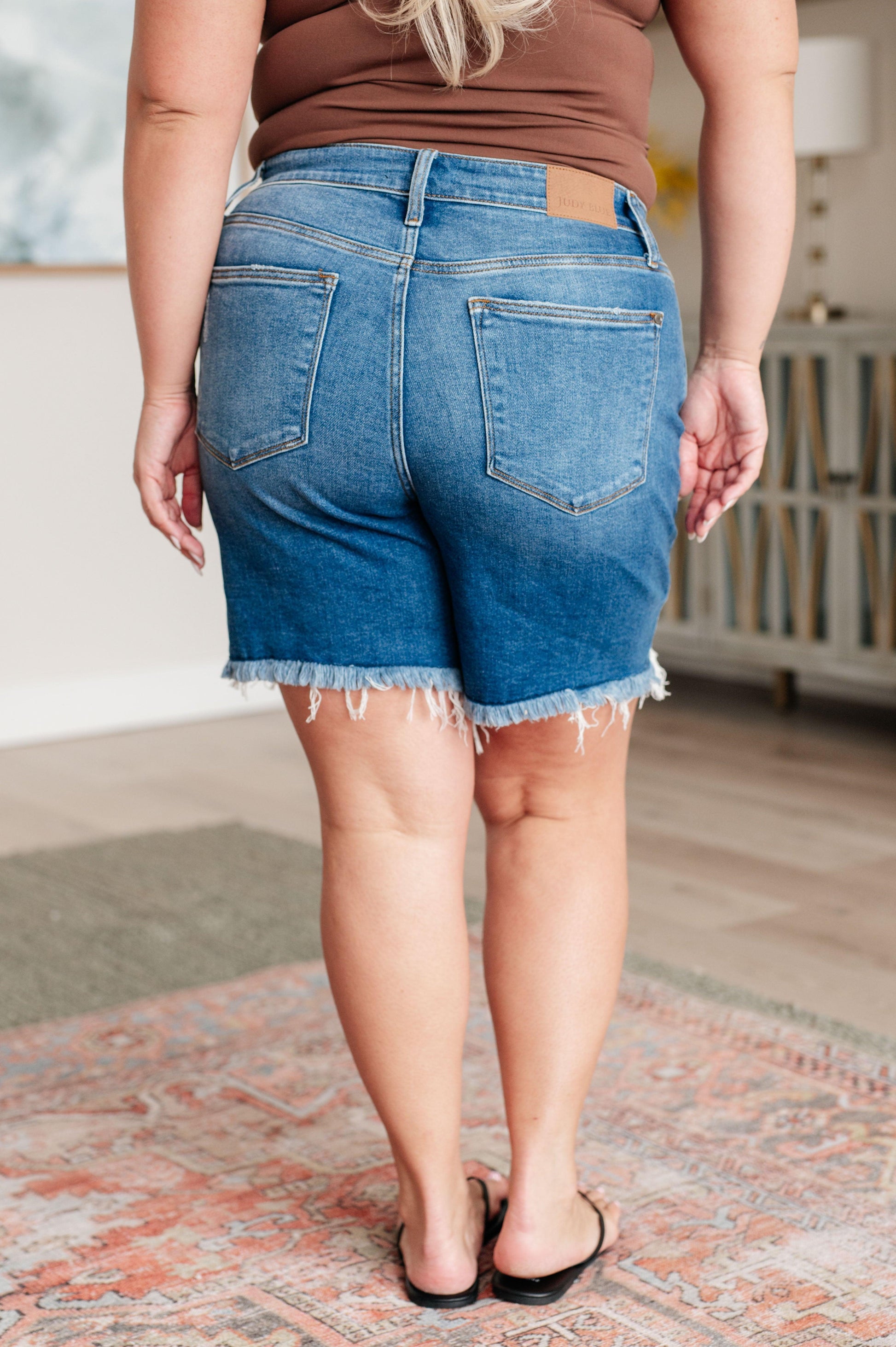 Judy Blue Kelsey Mid Rise Distressed Cutoff Shorts Denim Shorts