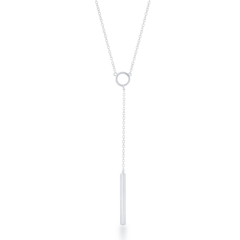 Sterling Silver Small Open Circle with Hanging Bar Necklace Necklaces