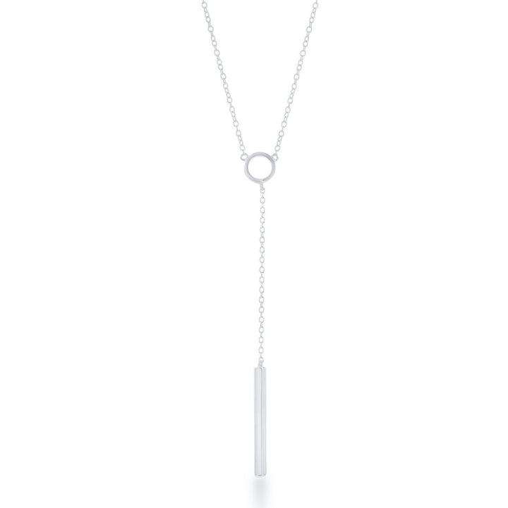 Sterling Silver Small Open Circle with Hanging Bar Necklace Necklaces