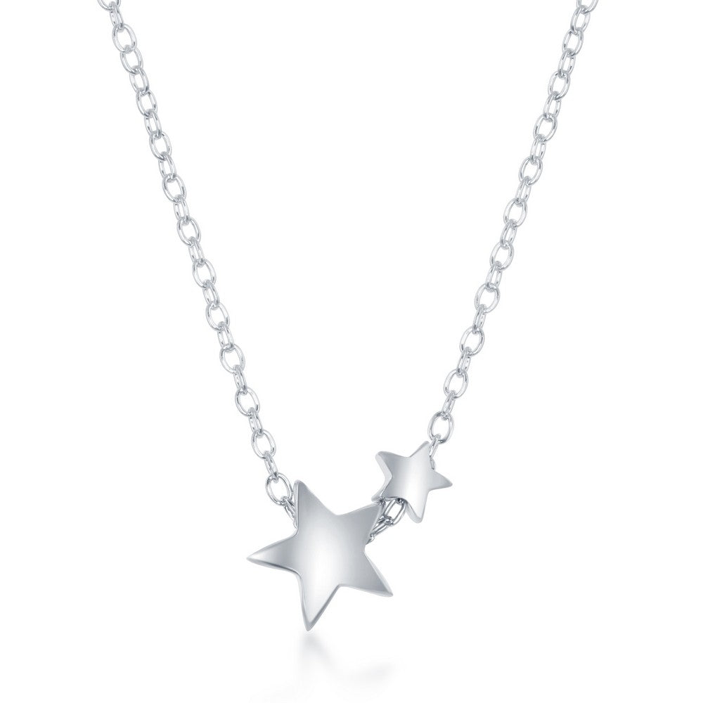 Sterling Silver Star with Smaller Star Dainty Necklace Necklaces