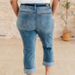 Judy Blue Laura Mid Rise Cuffed Skinny Capri Jeans Jeans