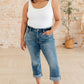 Judy Blue Laura Mid Rise Cuffed Skinny Capri Jeans Jeans