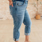 Judy Blue Laura Mid Rise Cuffed Skinny Capri Jeans Jeans