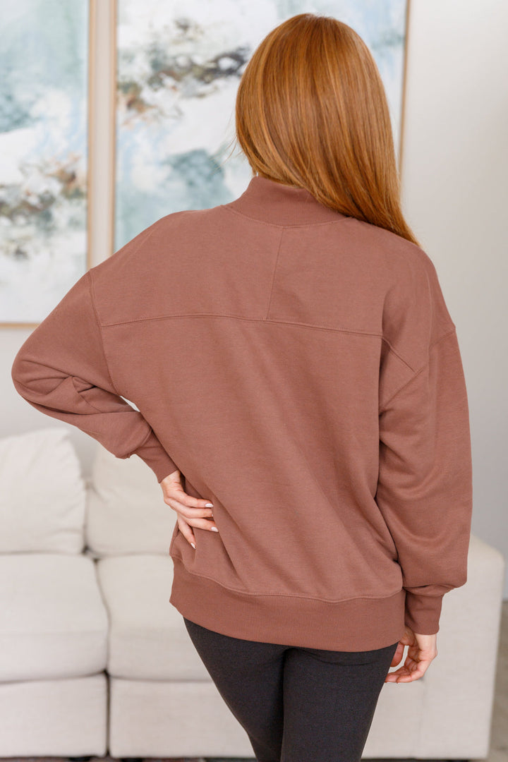 Make No Mistake Mock Neck Pullover in Cocoa | Tops Daverri Fashions