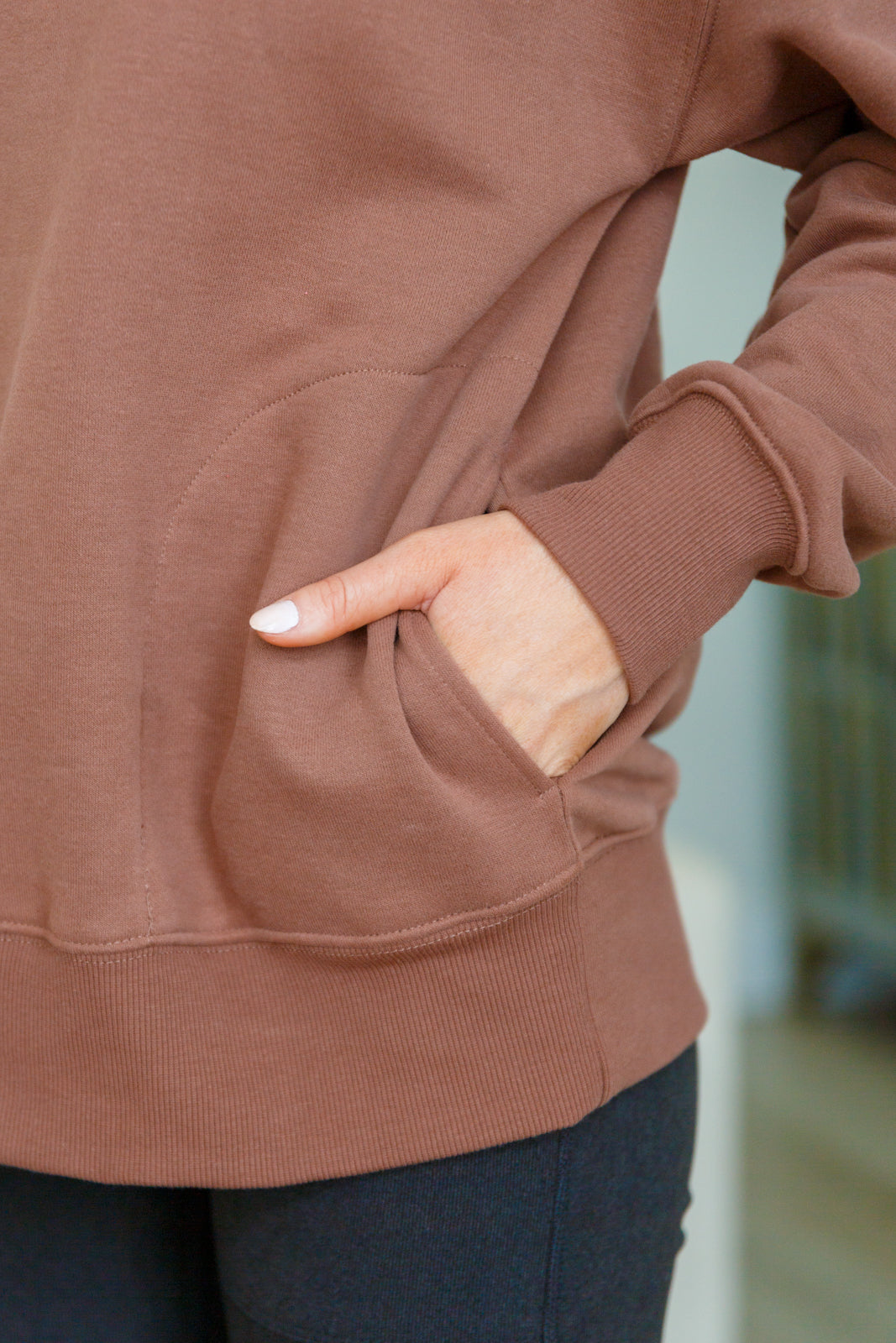 Make No Mistake Mock Neck Pullover in Cocoa | Tops Daverri Fashions