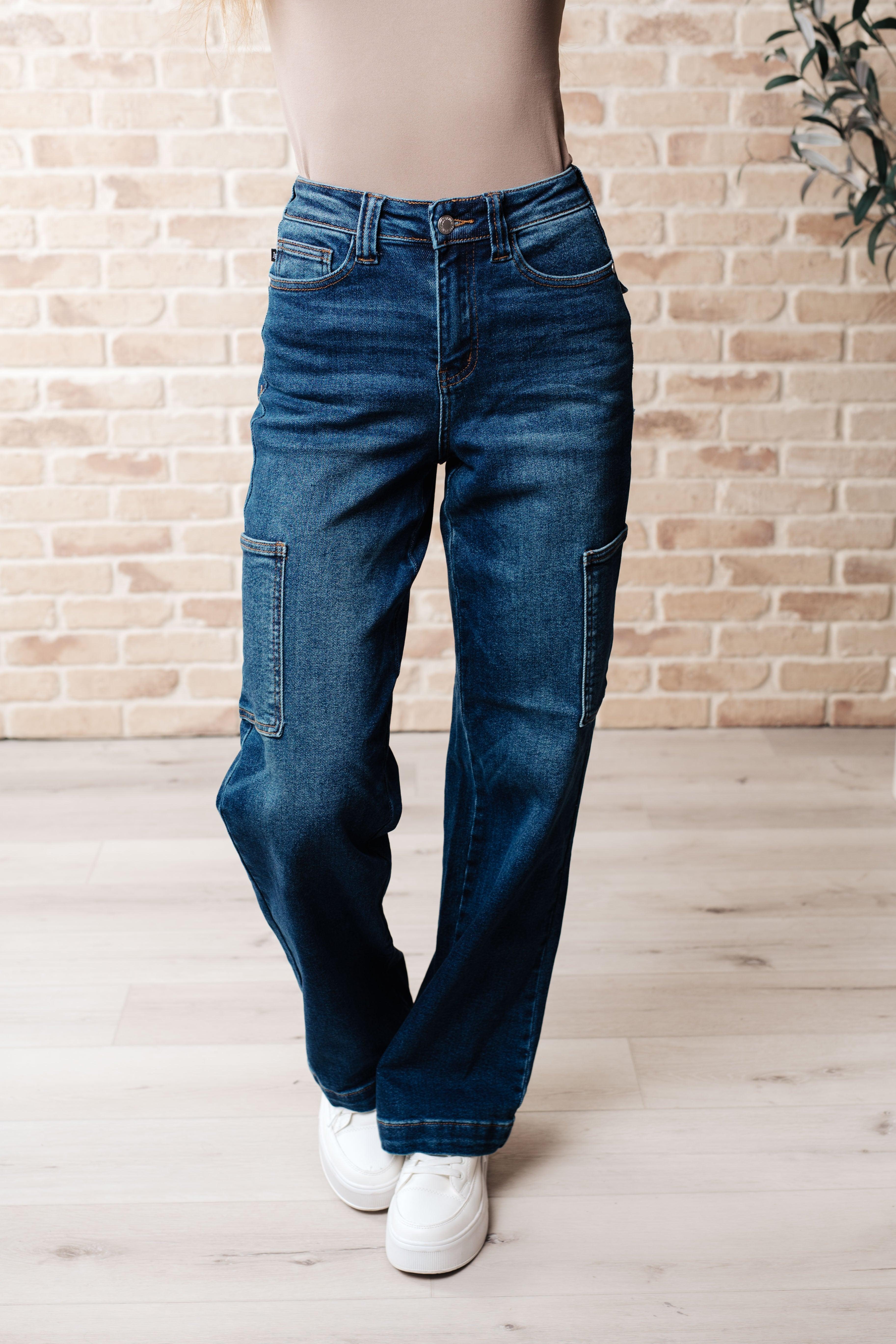 Leila High Rise Cargo Straight Jeans Jeans