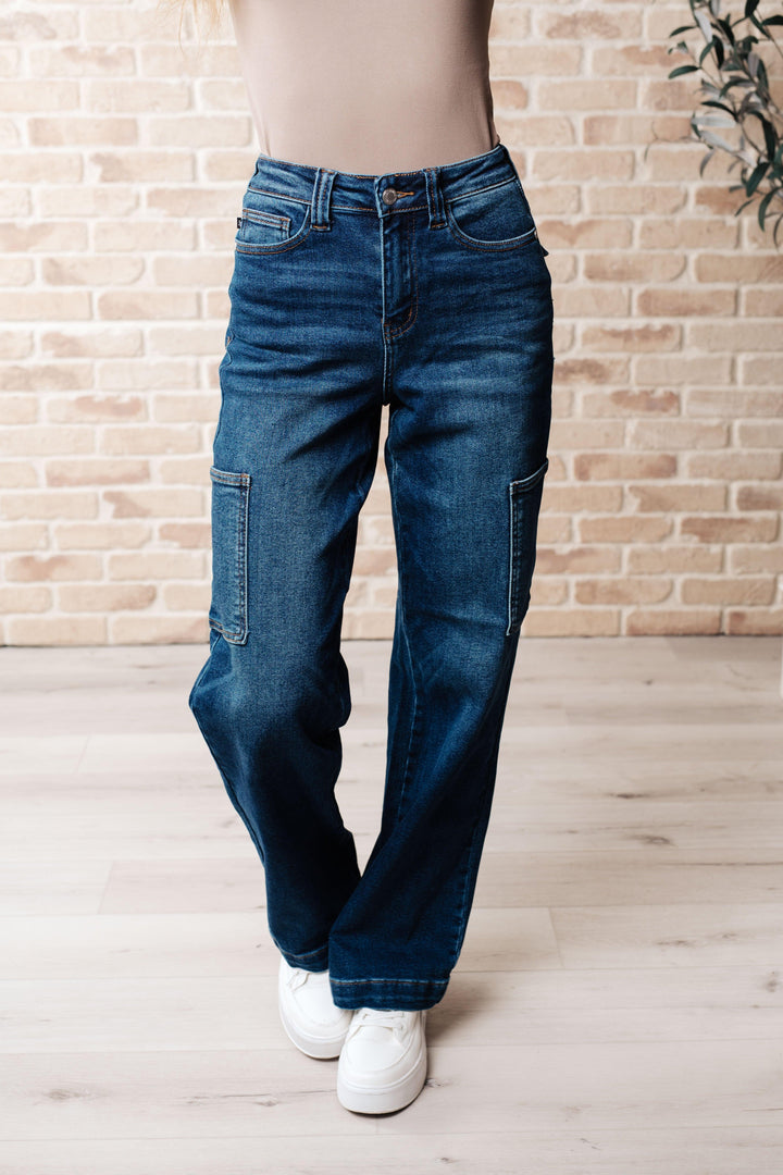 Judy Blue High Rise Cargo Straight Jeans Jeans