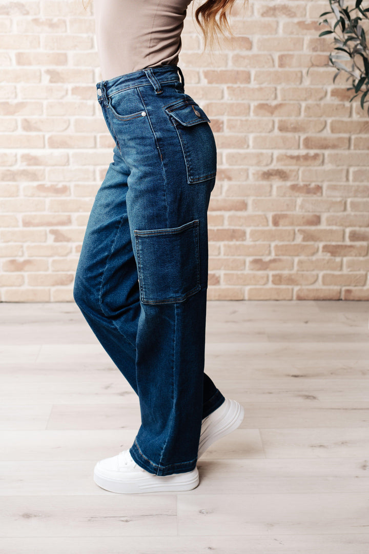 Judy Blue High Rise Cargo Straight Jeans Jeans