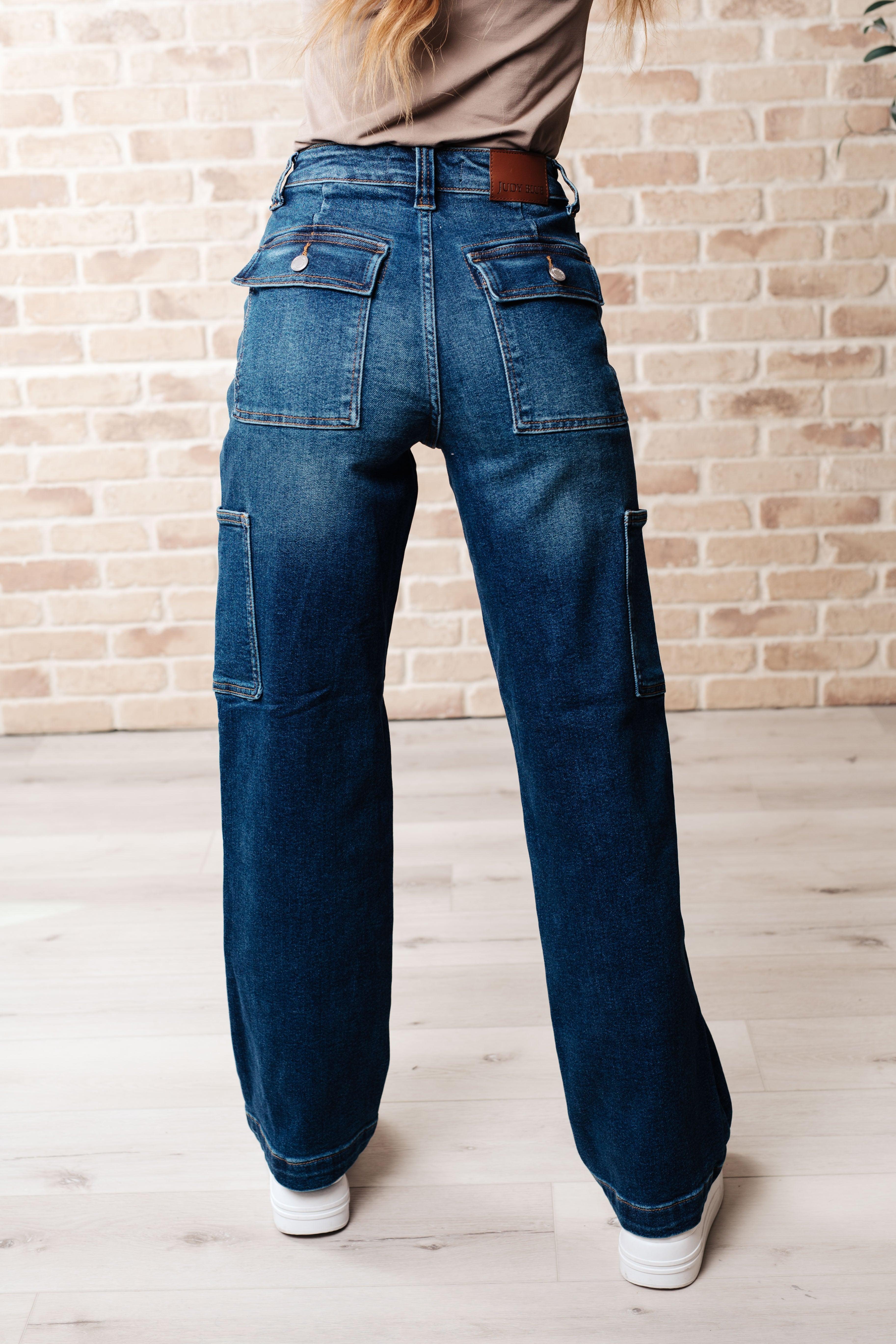 Leila High Rise Cargo Straight Jeans Jeans