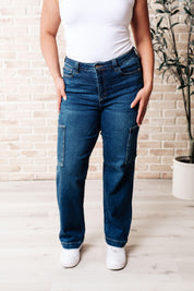 Leila High Rise Cargo Straight Jeans Jeans