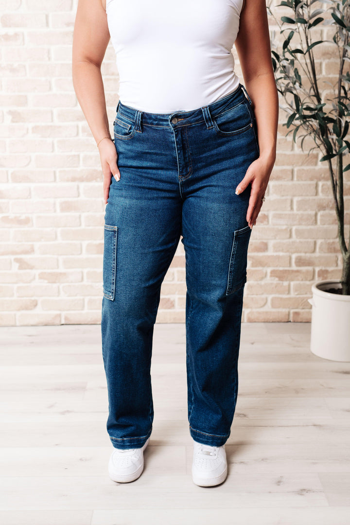 Judy Blue High Rise Cargo Straight Jeans Jeans