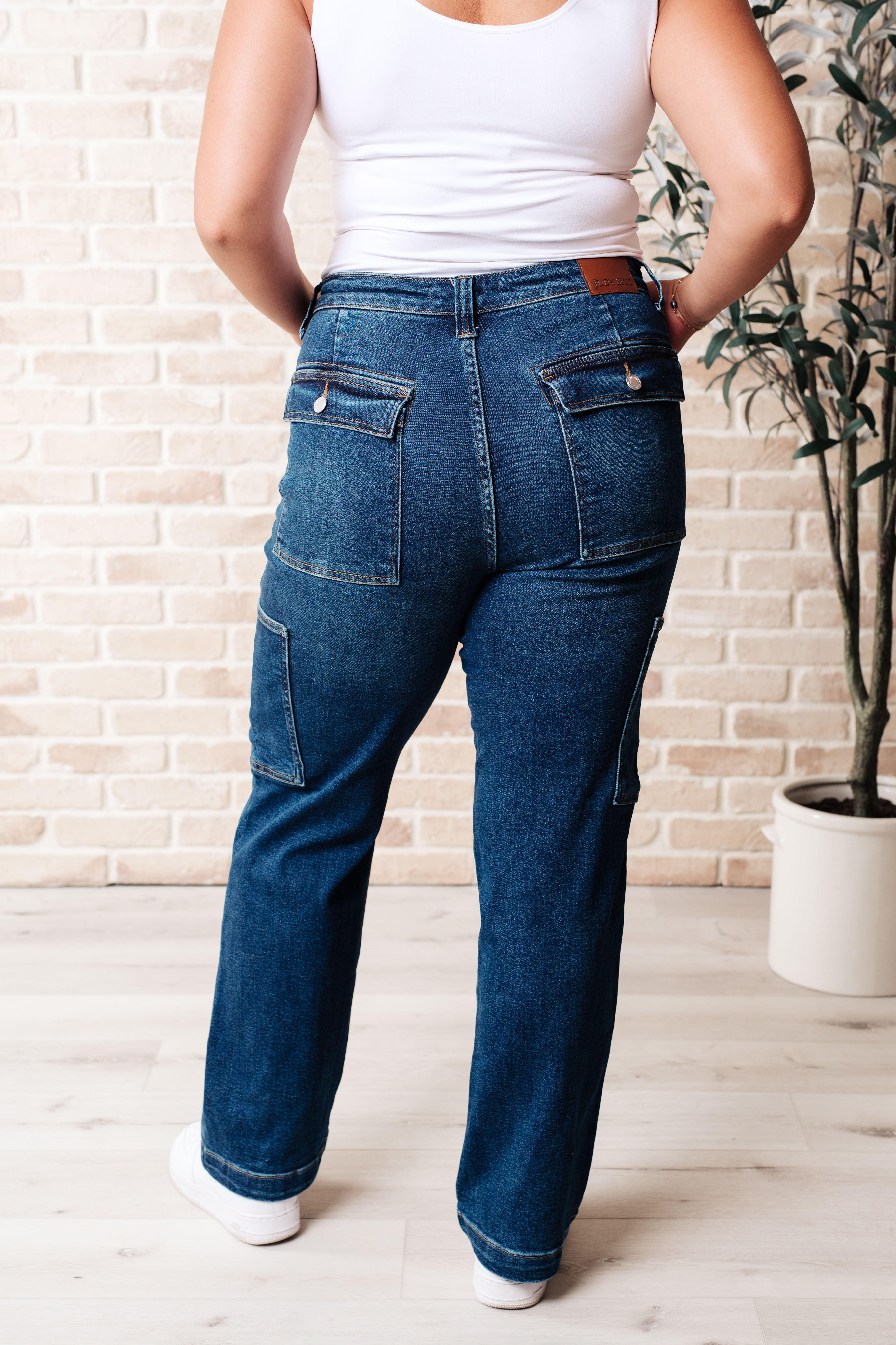 Leila High Rise Cargo Straight Jeans Jeans