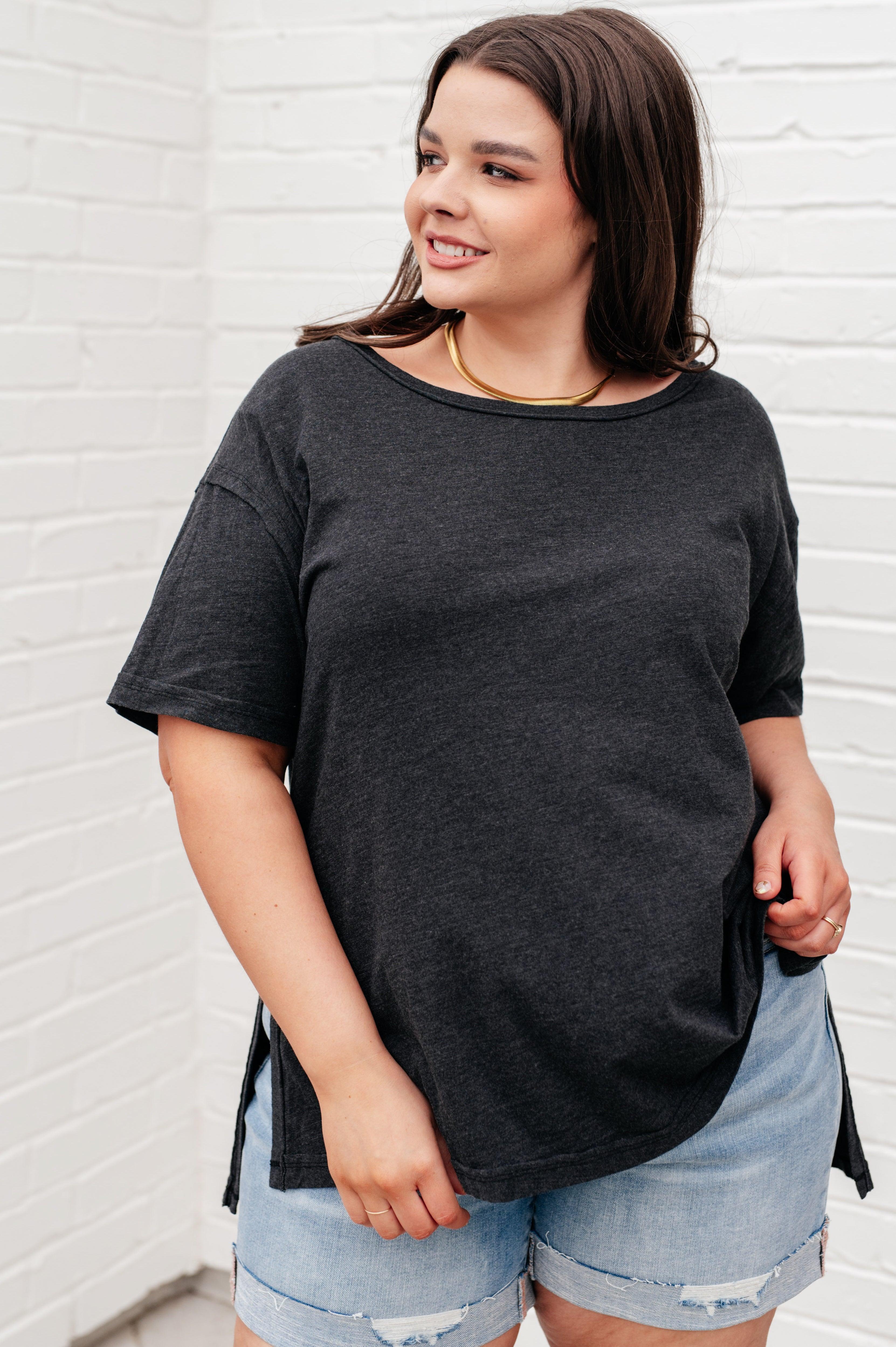 Let Me Live Relaxed Tee in Black Shirts & Tops