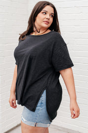 Let Me Live Relaxed Tee in Black Shirts & Tops