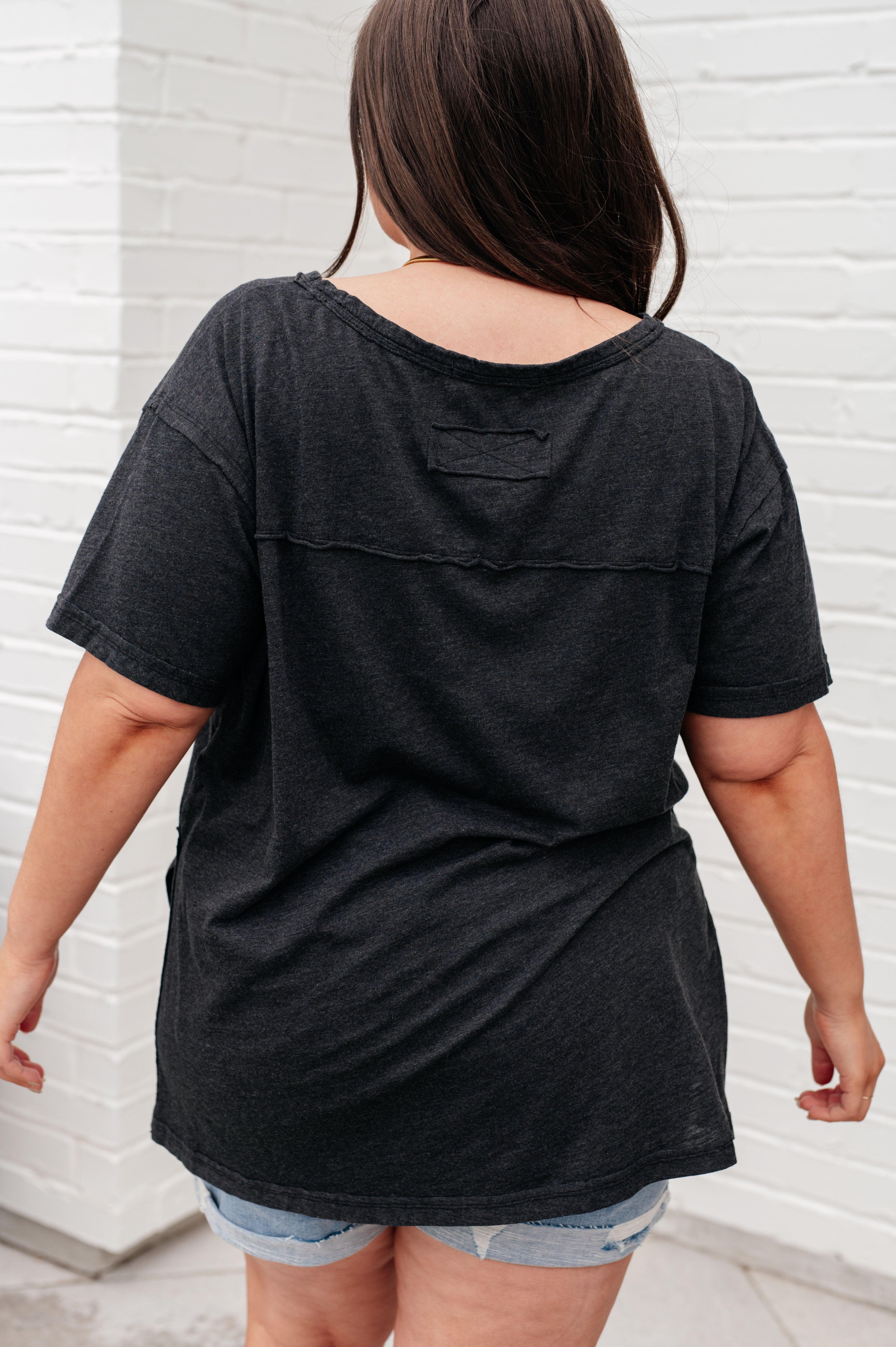 Let Me Live Relaxed Tee in Black Shirts & Tops