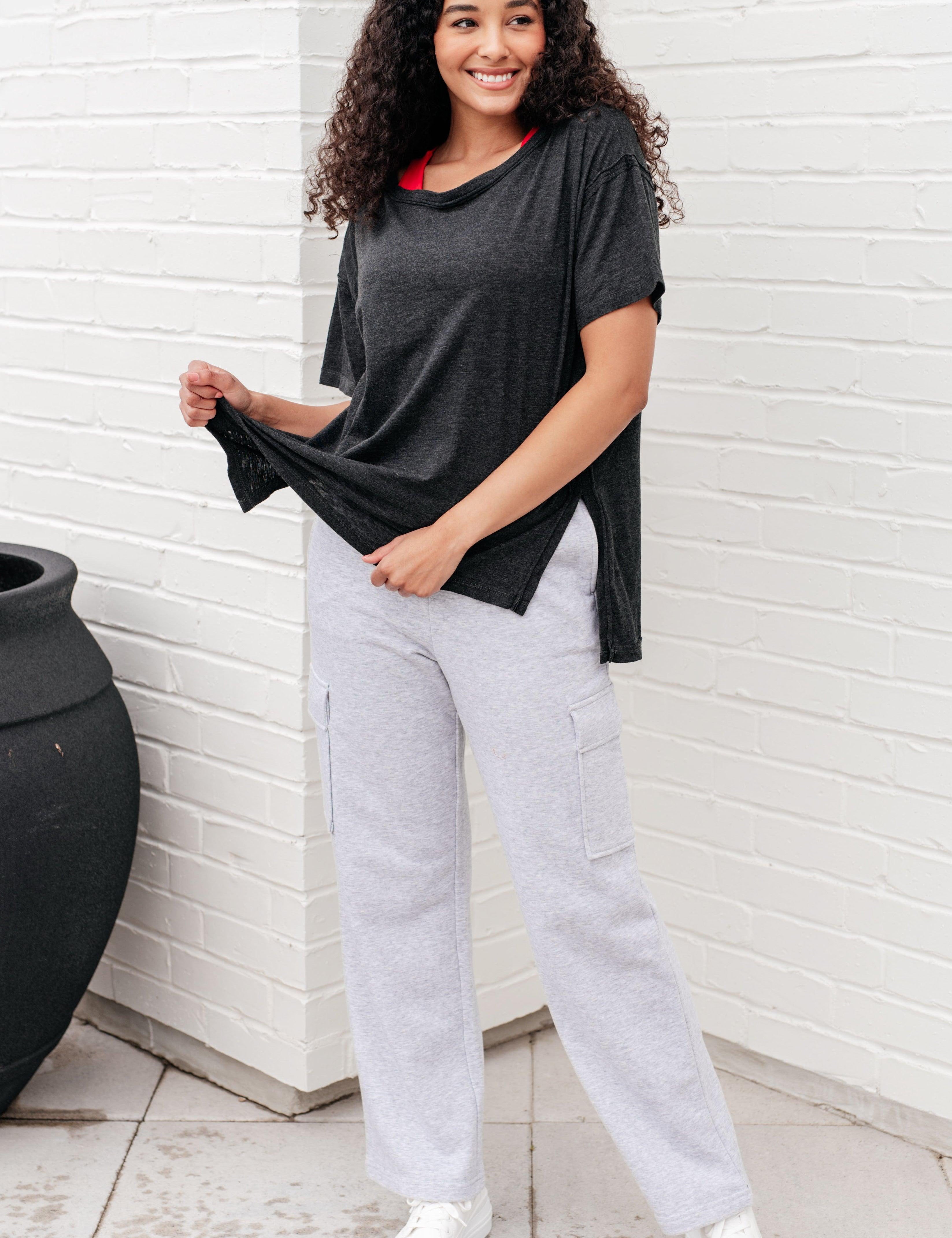 Let Me Live Relaxed Tee in Black Shirts & Tops