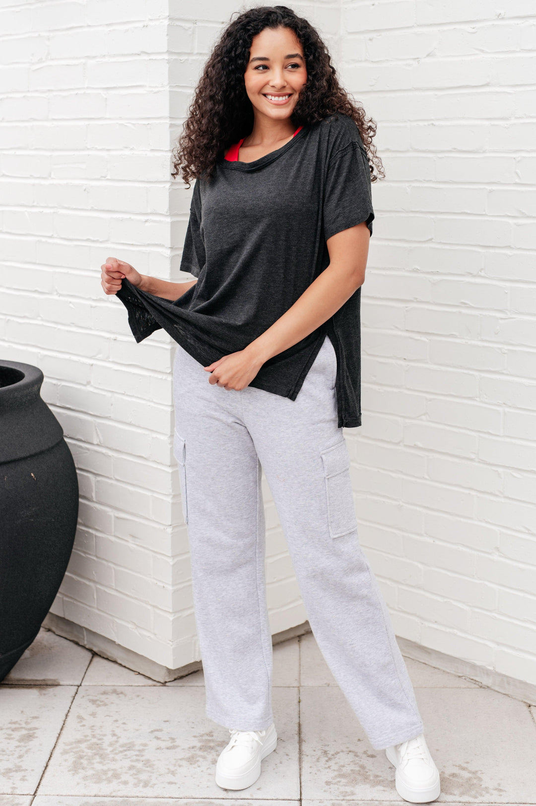 Let Me Live Relaxed Tee in Black Shirts & Tops