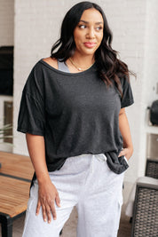 Let Me Live Relaxed Tee in Black Shirts & Tops