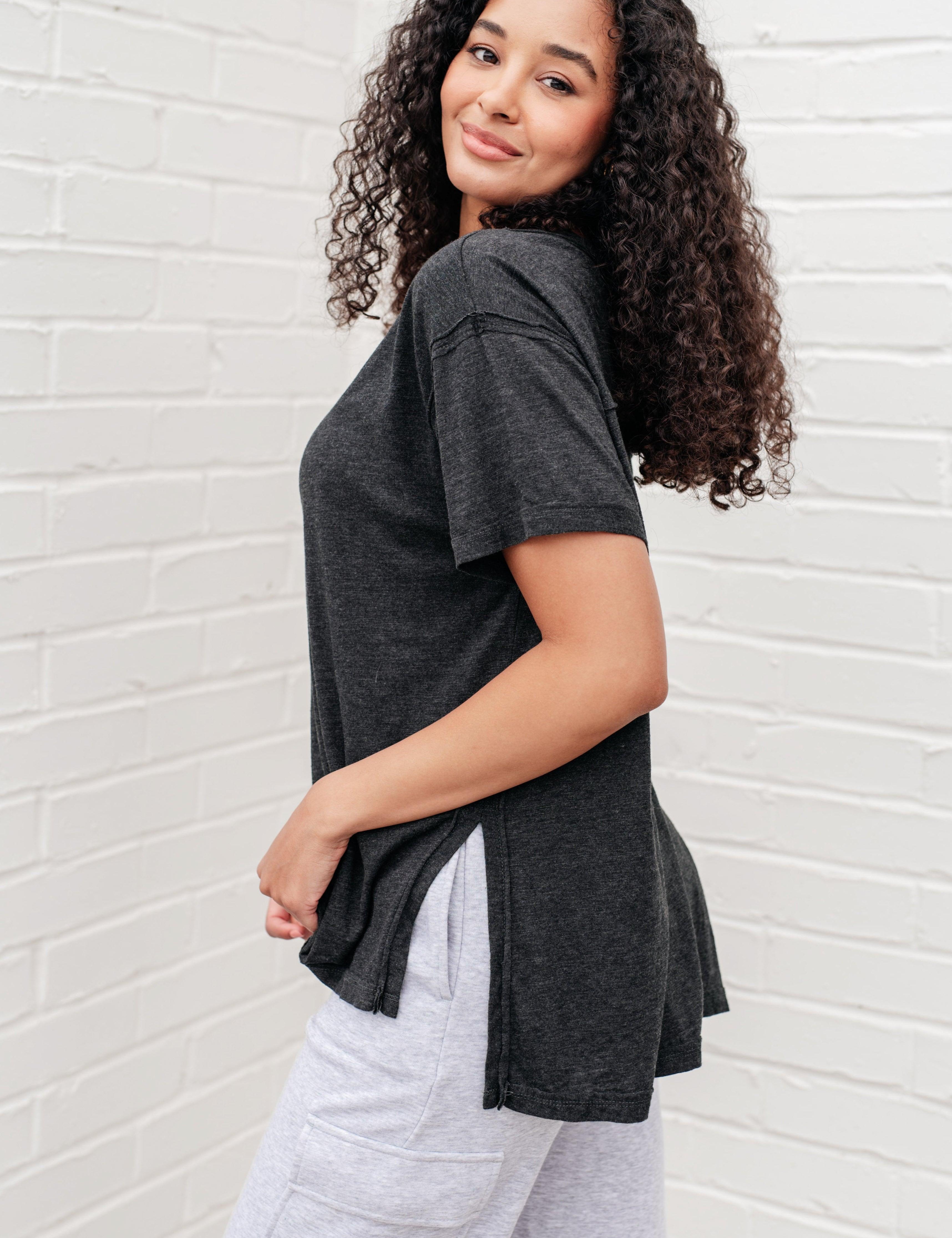 Let Me Live Relaxed Tee in Black Shirts & Tops