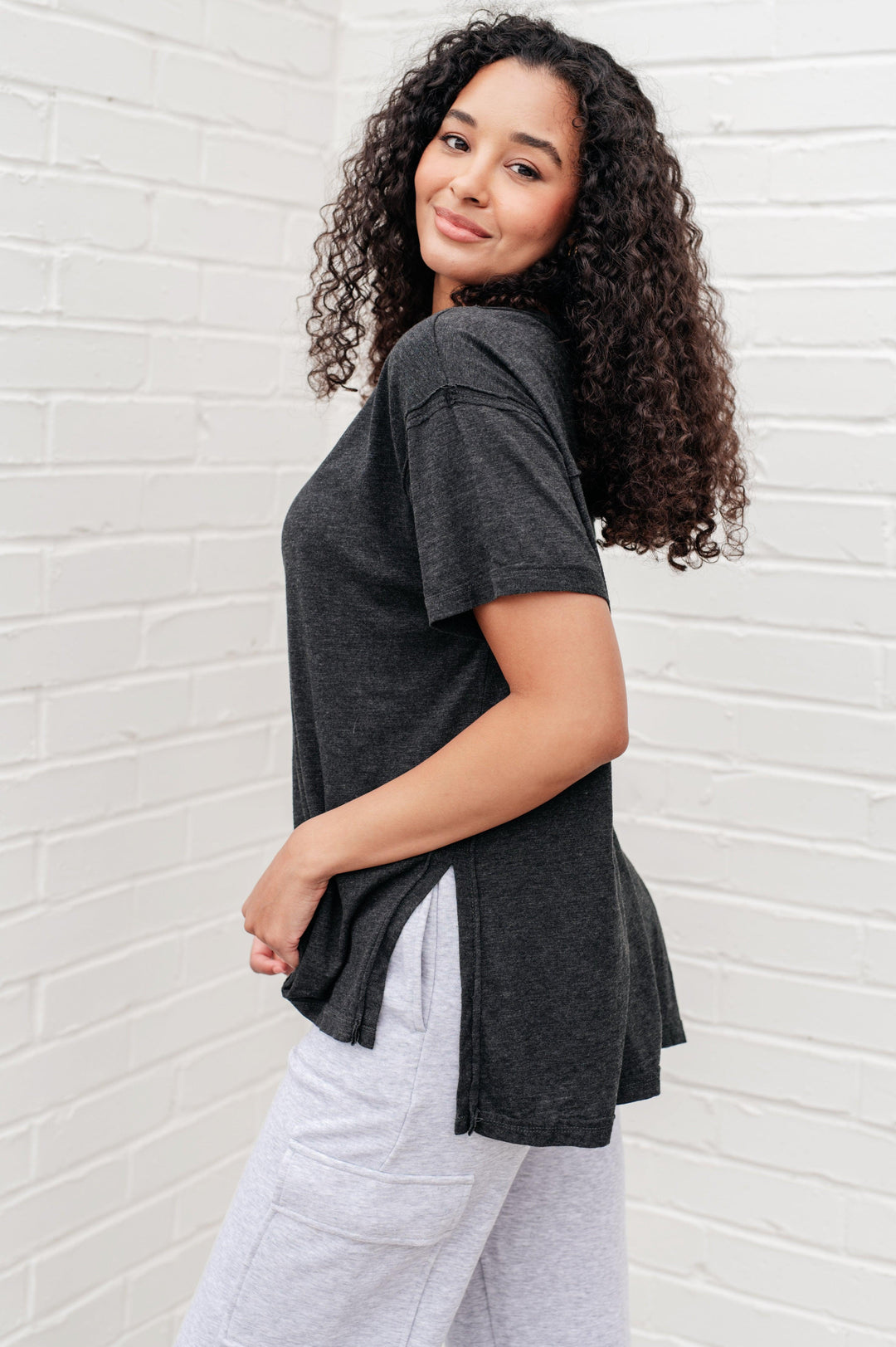 Let Me Live Relaxed Tee in Black Shirts & Tops