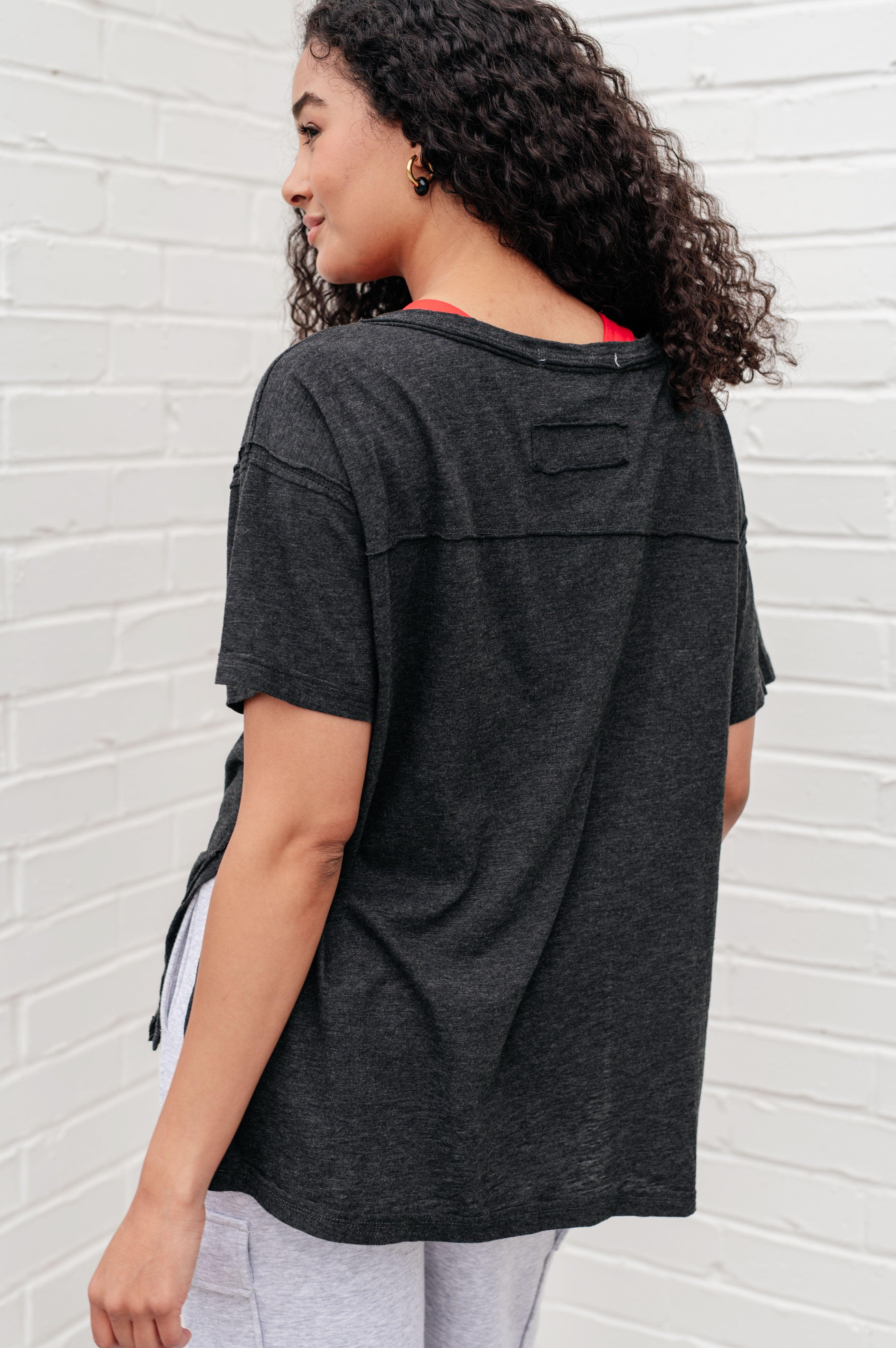 Let Me Live Relaxed Tee in Black Shirts & Tops