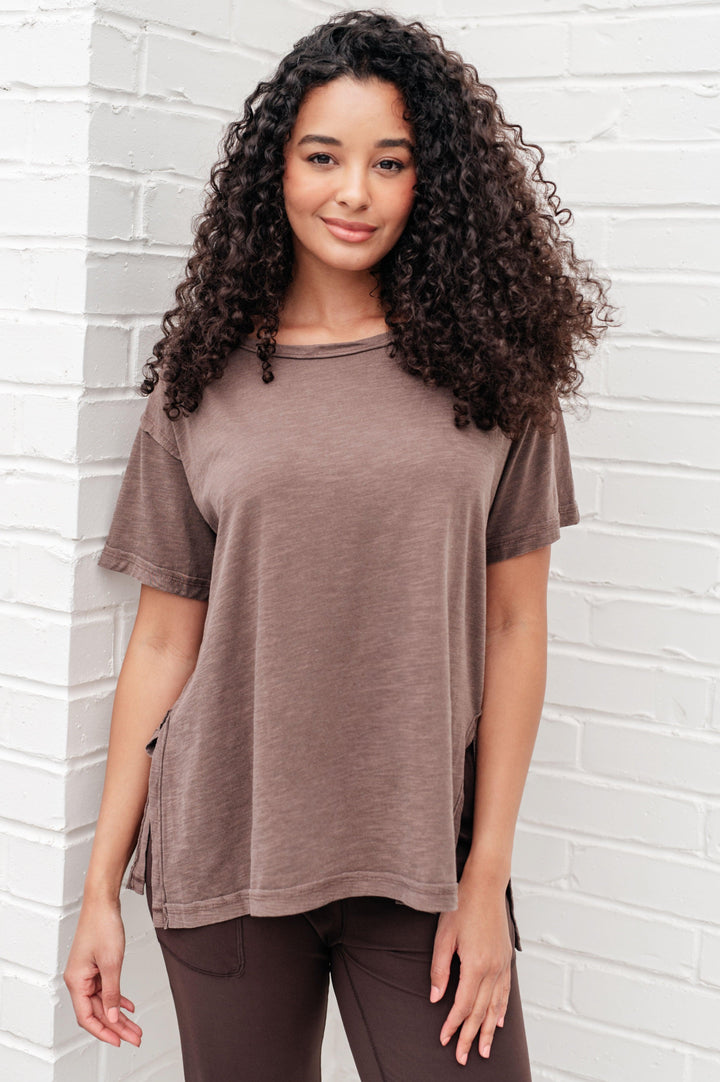 Let Me Live Relaxed Tee in Brown Shirts & Tops