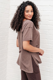 Let Me Live Relaxed Tee in Brown Shirts & Tops