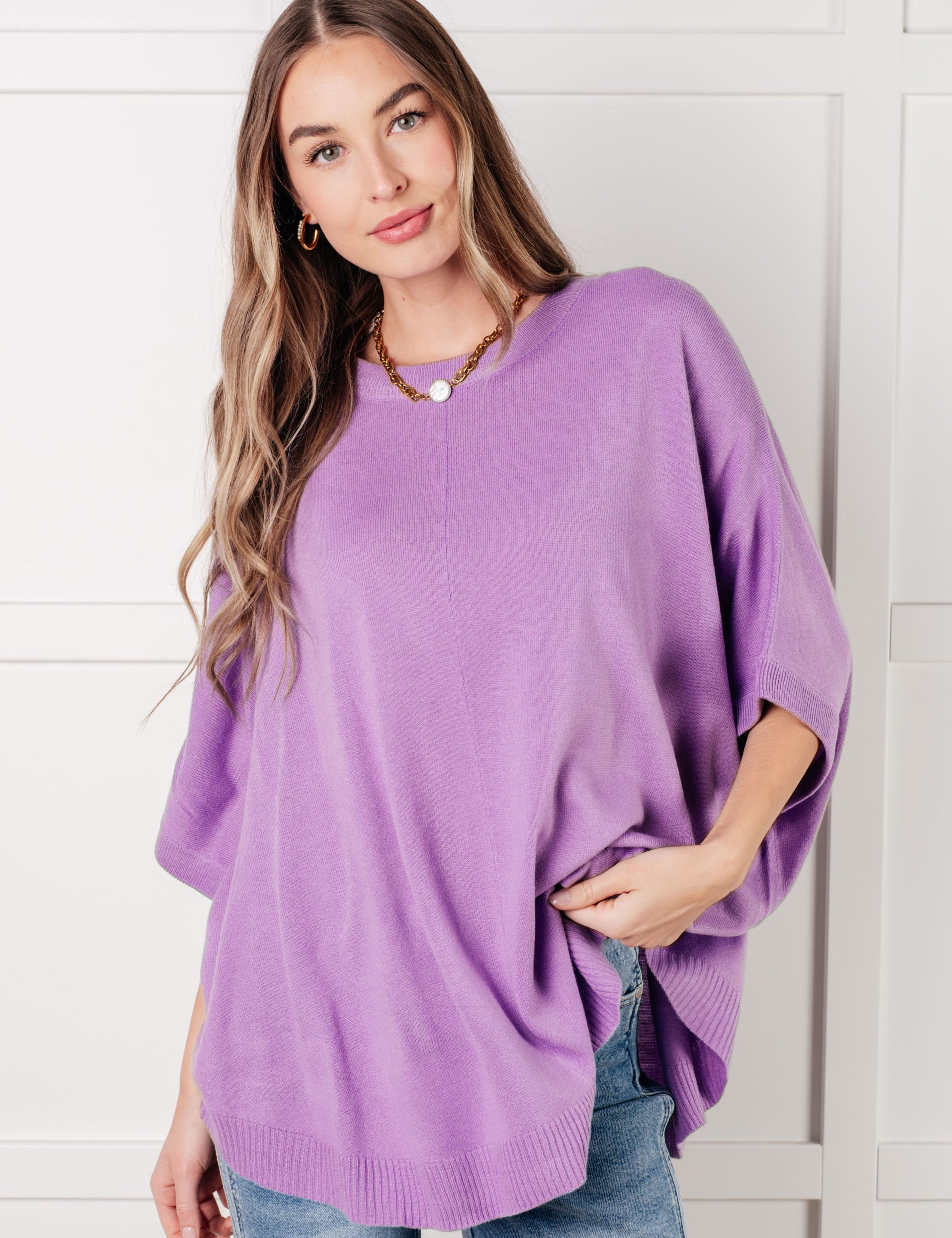 Lilac Whisper Dolman Sleeve Top Tops