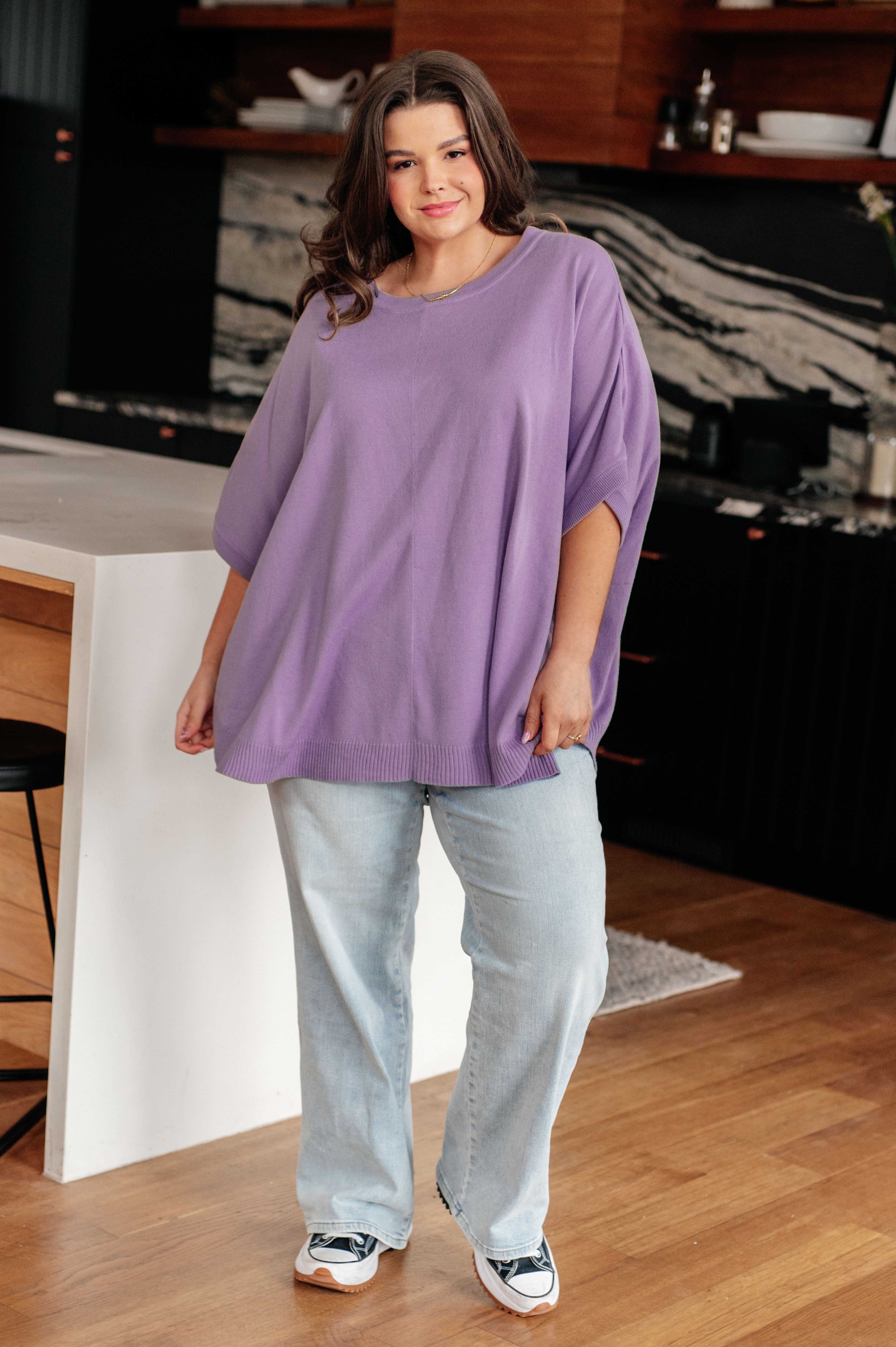 Lilac Whisper Dolman Sleeve Top Tops